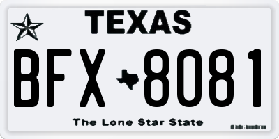 TX license plate BFX8081