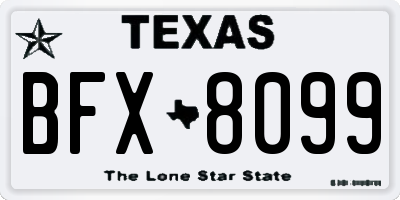 TX license plate BFX8099