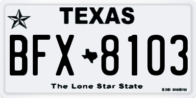 TX license plate BFX8103