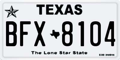 TX license plate BFX8104