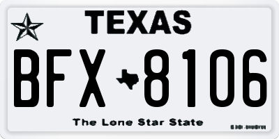 TX license plate BFX8106