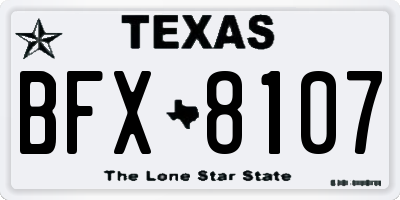 TX license plate BFX8107