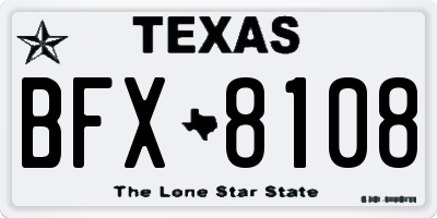 TX license plate BFX8108