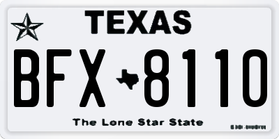 TX license plate BFX8110