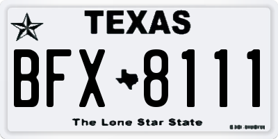 TX license plate BFX8111