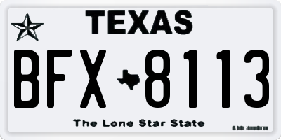 TX license plate BFX8113