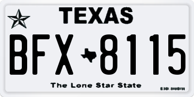 TX license plate BFX8115