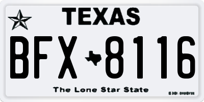 TX license plate BFX8116