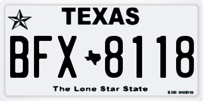 TX license plate BFX8118