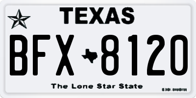 TX license plate BFX8120