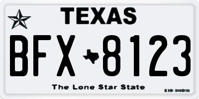 TX license plate BFX8123