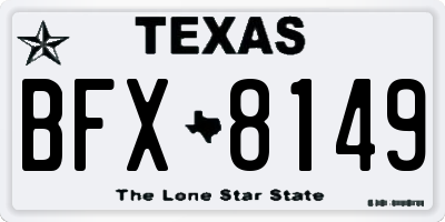 TX license plate BFX8149