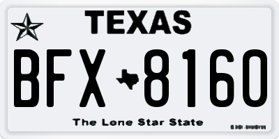 TX license plate BFX8160