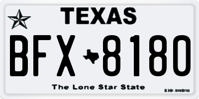 TX license plate BFX8180