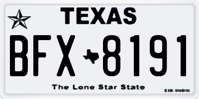 TX license plate BFX8191