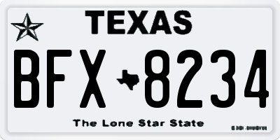 TX license plate BFX8234