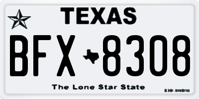 TX license plate BFX8308