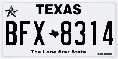 TX license plate BFX8314