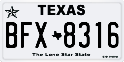 TX license plate BFX8316