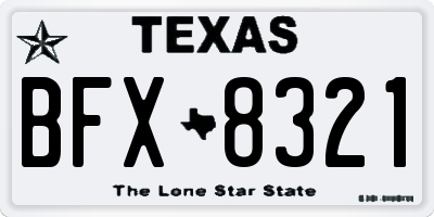 TX license plate BFX8321