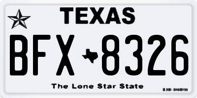 TX license plate BFX8326