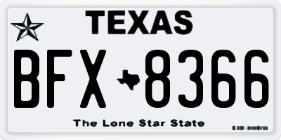 TX license plate BFX8366