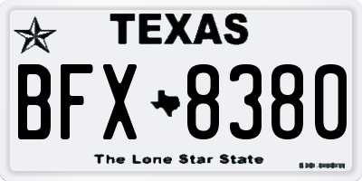 TX license plate BFX8380