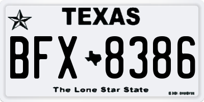 TX license plate BFX8386