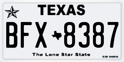 TX license plate BFX8387