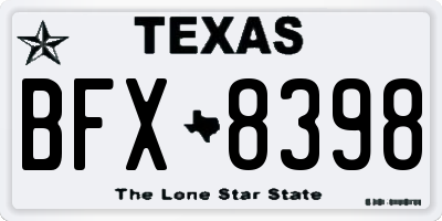 TX license plate BFX8398