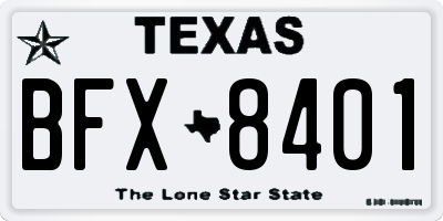 TX license plate BFX8401