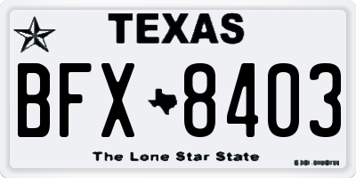 TX license plate BFX8403