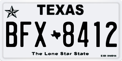 TX license plate BFX8412
