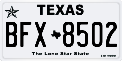 TX license plate BFX8502