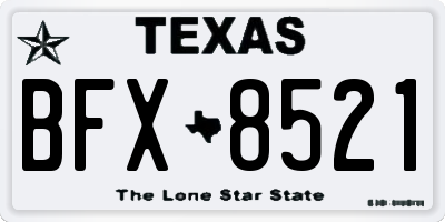 TX license plate BFX8521