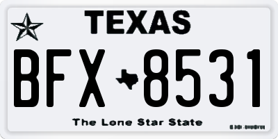 TX license plate BFX8531