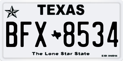 TX license plate BFX8534