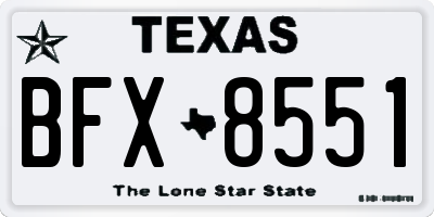 TX license plate BFX8551