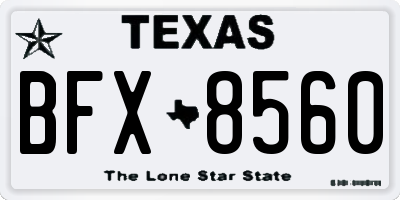 TX license plate BFX8560