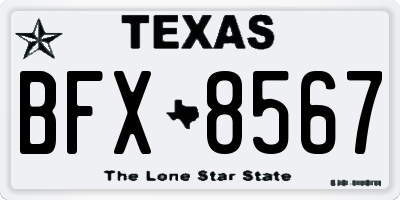 TX license plate BFX8567