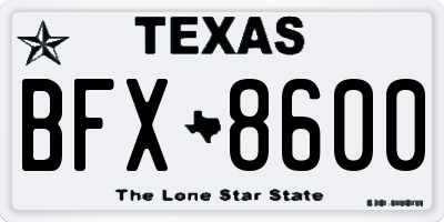TX license plate BFX8600