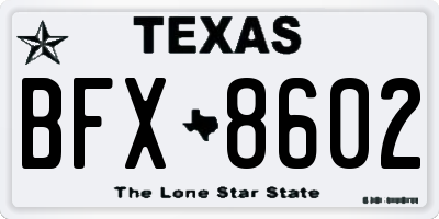 TX license plate BFX8602
