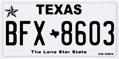 TX license plate BFX8603
