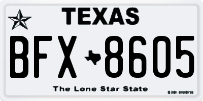 TX license plate BFX8605