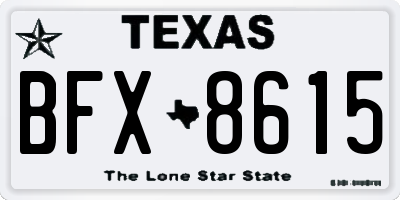 TX license plate BFX8615