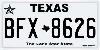 TX license plate BFX8626