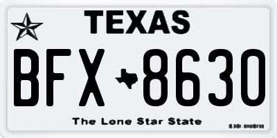 TX license plate BFX8630