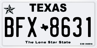 TX license plate BFX8631