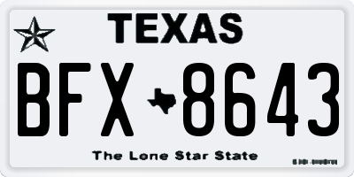 TX license plate BFX8643
