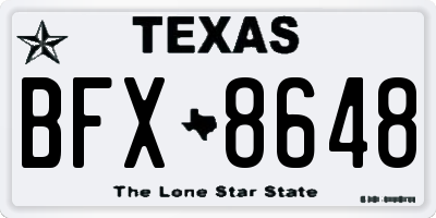 TX license plate BFX8648